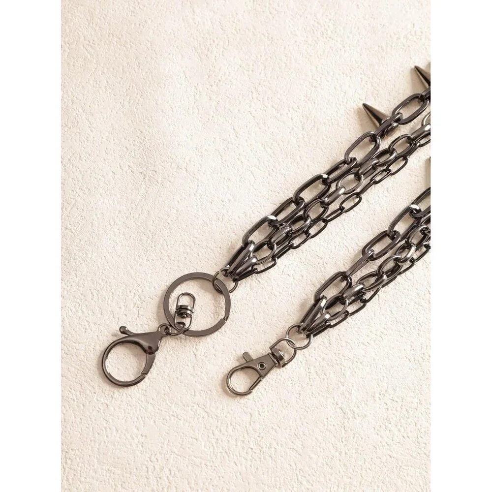 Black Spike Pants Chain Metal Jewelry Goth Punk Accessories Unisex